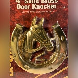 Horse Head Horseshoe Door Knocker Brass